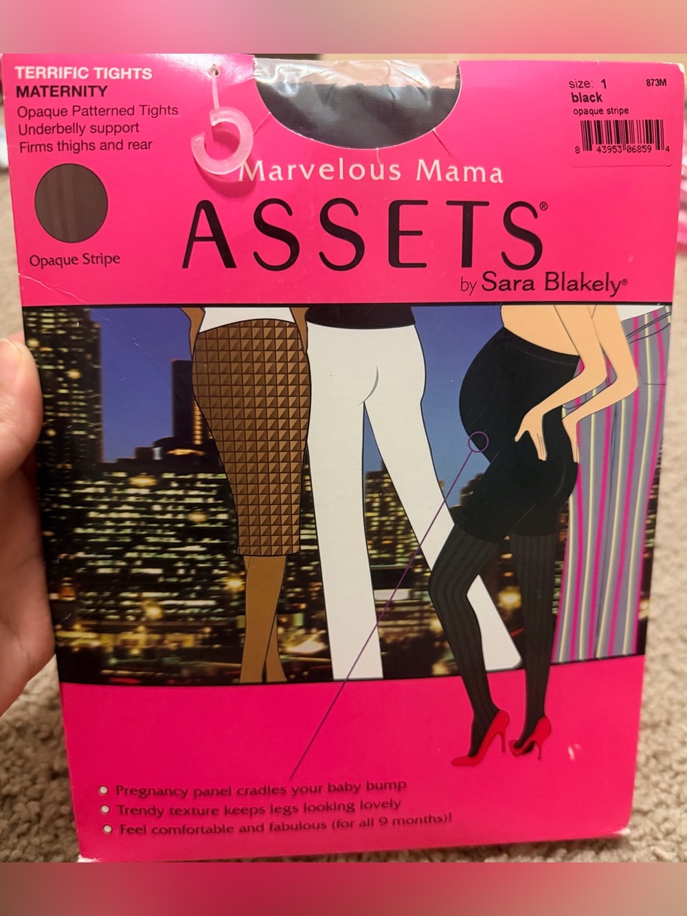 ASSETS by Sara Blakely Black Opaque Stripe Maternity Tights